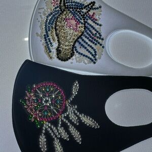 Embellished Face Masks with Rhinestone Designs